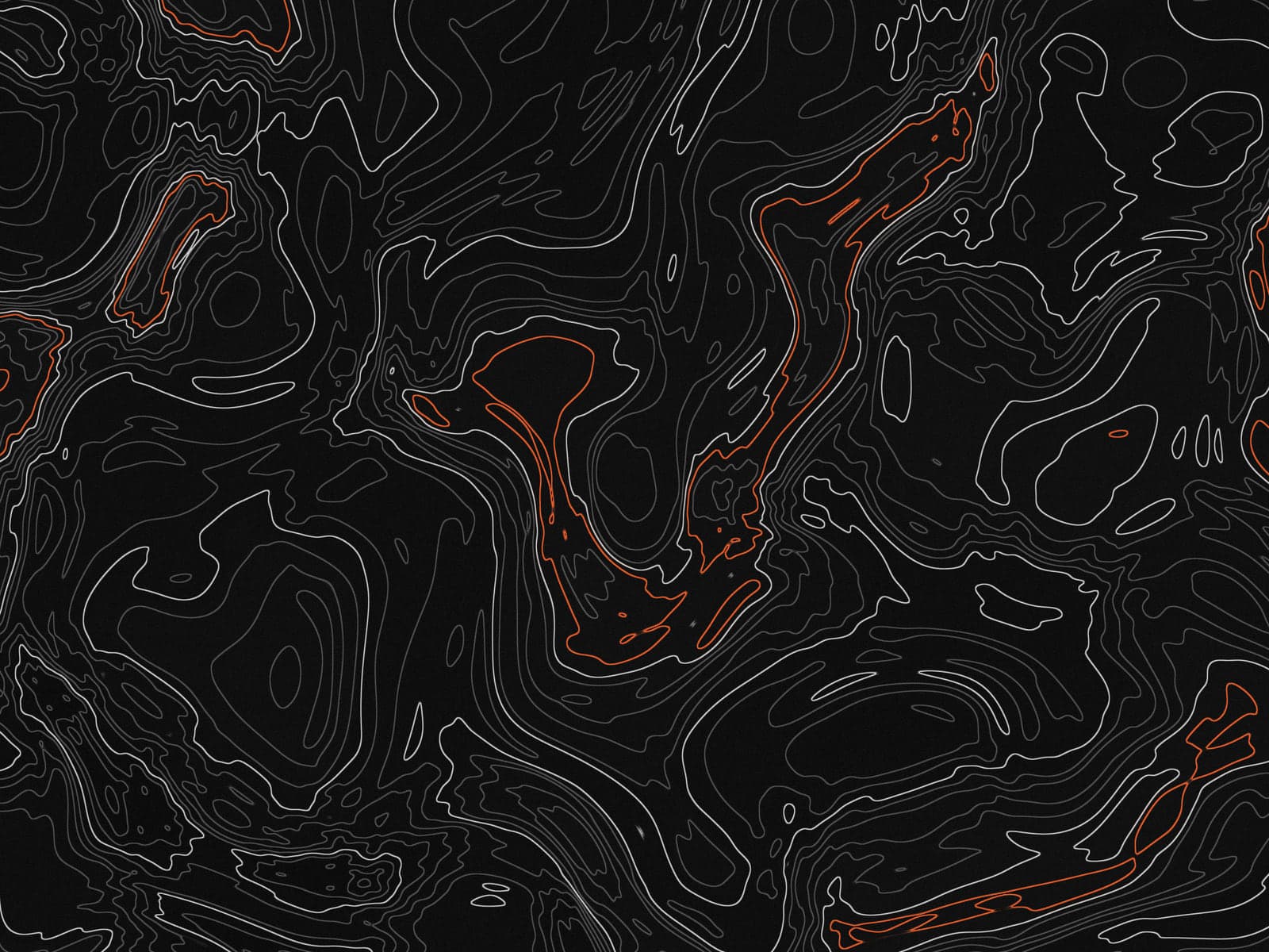 Topographic contour lines on a dark ground